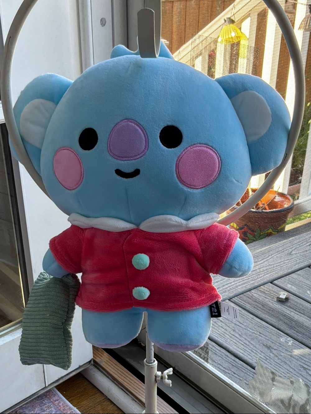 Blue Plush Koya  Toy with Pink Jacket - Soft Kids Stuffed Animal